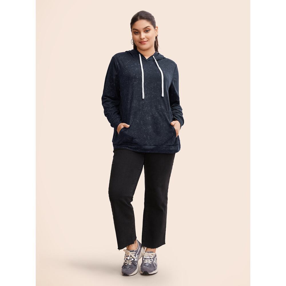Plus Size 3X 22 24 Blue Tie Dye Hoodie Soft Kangaroo Pocket Sweatshirt Bloomchic